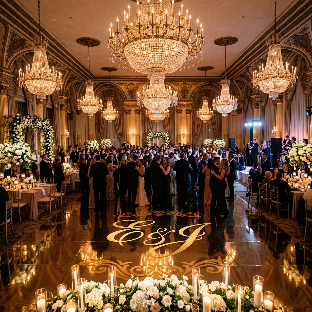 Luxury Monogram Wedding Floor Vinyl Wrap